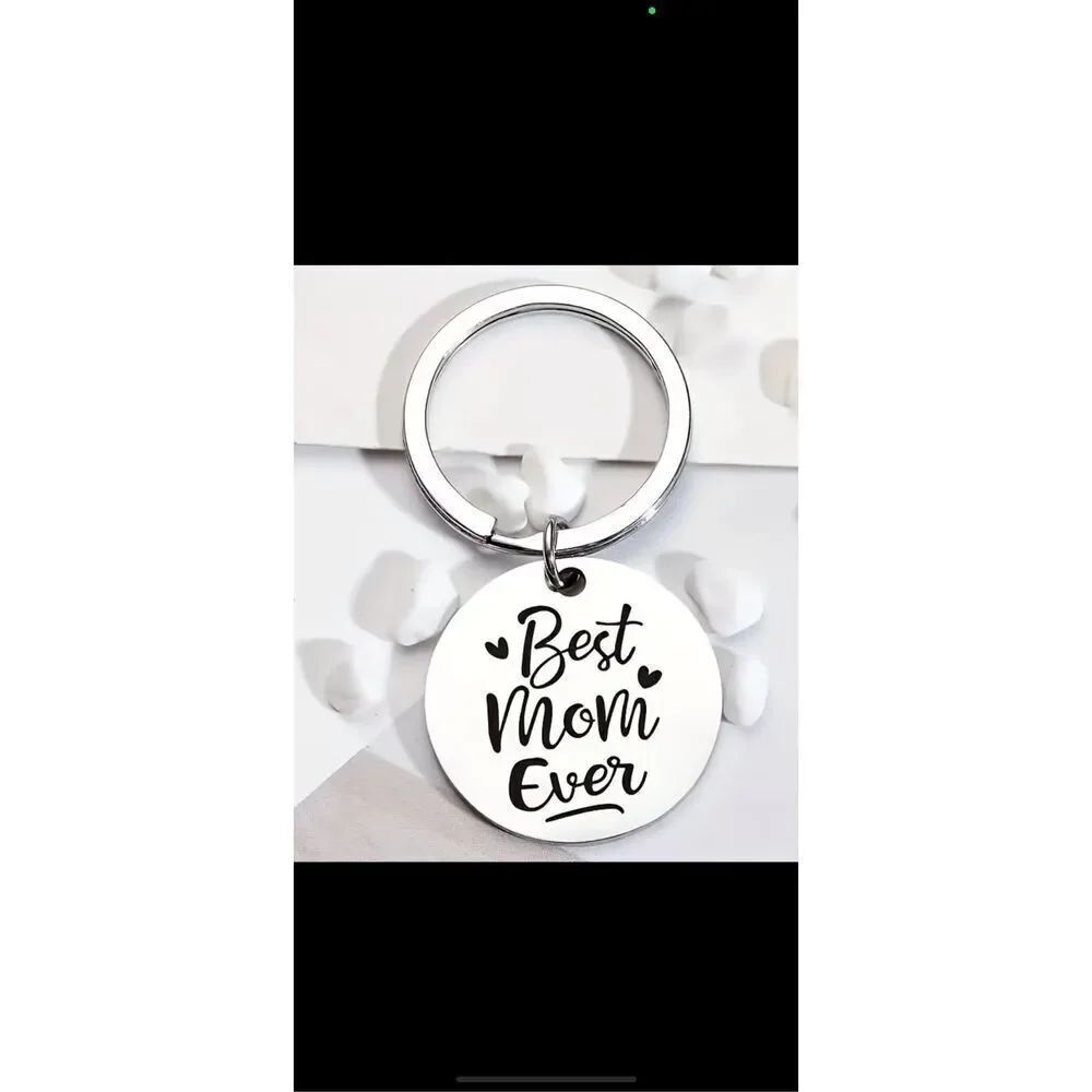Best Mom Ever Keychain Gift Round Charm Mother’s Day